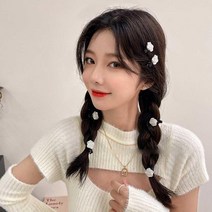 미니 장미 집게핀 헤어 머리집게 집게머리핀 집게삔 화이트1p