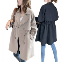 봄 가을 여자 여성 데일리 허리 고무줄 스트링 트렌치 코트 자켓 점퍼 가디건