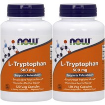 NOW Supplements 엘트립토판 세로토닌 120정x2팩 500mg Positive Mood, 2개