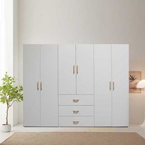 누벨2400서랍옷장셋트 옷 수납장 옷 정리장, 도어옷장+3서랍장롱+도어옷장, 화이트