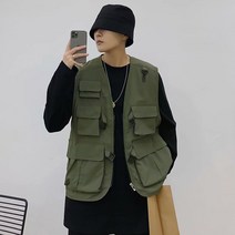 남자 20대 학생 아메카지룩 캐주얼 포켓 조끼 스트릿