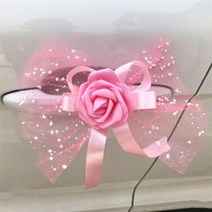 웨딩 카 액세서리 꽃 후면 거울 문 손잡이 장식 지붕 꼬리 시뮬레이션, 01 pink