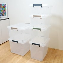 투명 리빙박스 옷보관 소품정리함 40~120리터, 80L, 올리브그린, 2개