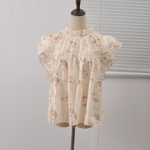 자수 수술 패치 반팔 오버핏 루즈핏 셔츠 블라우스