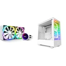 [세트 구입] NZXT KRAKEN X63 화이트 간이 수냉 CPU 쿨러 RGB 대응 280 mm RL-KRX63-RW FN1615 & H5 ELITE 미들 타워 PC 케이스 White 프런트 유리 패널·RGB 컨트롤러 탑재 모델 CC-H51EW-01 CS8552