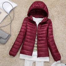 Makone 재킷 여성용 후드 경량 패딩 오리털 경량패딩 후드패딩 겨울용 여자 빅사이즈 패딩