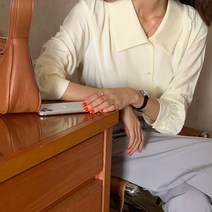 흰색블라우스 빅카라 가을 긴팔 소라색 블라우스 5col