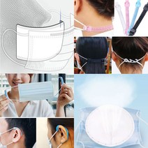 마스크정전기필터/kf94/kf80/일반/일회용/면사용/부착형 50매/마스크연결고리/귀통증완화 귀걸이 밴드/클립, mc031C/S블랙