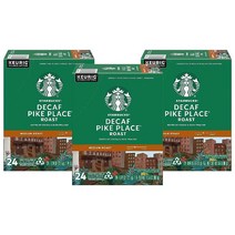 스타벅스 커피 K컵 포드 디카페인 파이크 플레이스 로스트 미디엄 큐리그 정품 박스당 24CT K컵(3박스 팩), 기본