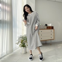 쉐얼유 여성 텐텐 기모 단가라 오버핏 롱원피스