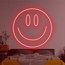 Ciliver 스마일 led 네온사인 Snmile 스타일링 이모티콘 DIY 크리에이티브 발광 아트 데코레이션 이우 크로스 컨트랙트, 70cm 12V, 핑크색