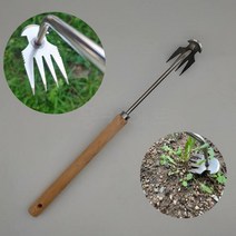 몽키아트 잡초제거호미 잡초 뿌리 제초기 호미 도구 농기구 제초용 잡조제거 갈퀴 제초호미 조개캐기, 긴원목손잡이형, 1개