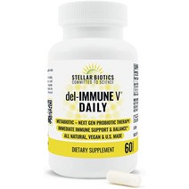 Stellar Biotics delImmune V Daily 25mg 완전 천연 고급 면역 지원 즉각적인 강력한 체계 관리 메타바이오틱 차세대 프로바이오틱 요법 60 캡슐, [01] 60강아지1팩
