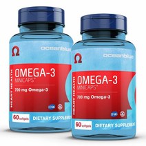 Oceanblue 오메가 3 미니캡 – 60 ct 2팩 EPA와 DHA의 이상적인 일일 복용량과 함께 삼키기 쉬운 작고 버프리스 피쉬 오일 보충제 와일드 캐치 바닐라 맛 미니 제공, 60 Count (Pack of 2)