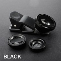 스마트폰 망원렌즈 휴대폰 접사 망원 렌즈 매크로 광각 키트, 검은 색