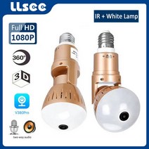 360도 홈캠 cctv LLSEE-V380 pro IP 카메라 전구 조명 2MP HD 360 도 파노라마 LED 홈 비디오 보안 CCTV, 04 camera 128GB_02 미국 플러그