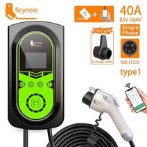 전기차 완속 가정용 충전기 케이블 EV 자동차 충전기 J1772 Type1 케이블 월박스 EVSE 스테이션 앱 제어 50, 스페인, 40A 9.6KW