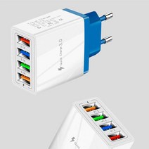 무선충전기 휴대폰 3.1A 4 포트 USB 벽 플러그 전원 어댑터 충전기 아이폰/안 드 로이드 큐브 벽돌 상자 기, 04 Dark Blue_02 US Plug
