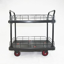 2단 선반 카트 이동식 웨건 운반 구루마 창고 현장 핸드카, 300kg 선반카트+이중핸들 90x60cm