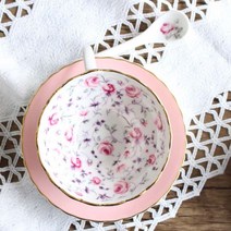 1+1 세트 영국 커피잔 골드라인 찻잔 선물 카페 엔틱 고급 클래식 로얄 유럽풍 예쁜 홈, 수천 송이의 장미, 단일사이즈