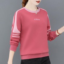 YAPOGI 홍 주 여성 맨투맨 순면 긴팔 상의 중년 엄마옷