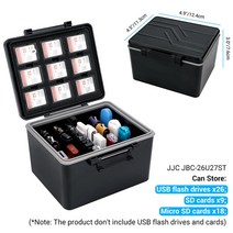 JJC USB 플래시 드라이브 하드 케이스 홀더 SD/마이크로 SD/TF 카드 박스 방수 액세서리 정리 정전기 방지, [01] USB Flash Drive Case