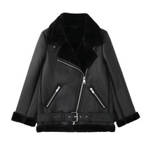 퀼팅자켓 스웨이드 숏 무스탕 겨울 크롭 2022 여성 코트 양가죽 코트 레트로 오토바이 양털 여성 겉옷 8704