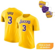 DAVIS 3 앤서니데이비스 NBA 반팔 티 셔츠 랜덤마스크 증정 LA 레이커스 빅사이즈 농구 스웻 슈팅 져지