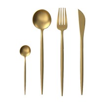 두께감 304 스테인레스 식기 가정용 수저 포크 커피 수저 양식 식기 심플 ins풍 호텔, 프리미엄포뇨세트#(칼/또/식스푼/커피스푼, 무광금