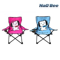 NaOBee 접이식 팔걸이 캐릭터 캠핑의자 소형, 블루