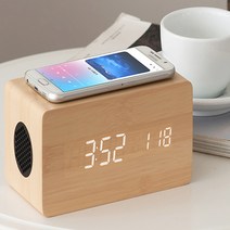 무선충전 LED 탁상시계 디지털 전자 무소음 인테리어, 01_무선충전 데이트 메이플