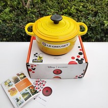 Lecreuset [르쿠르제] 18cm 무쇠 양수 냄비 미키 콜라보 집들이 선물 5종, 옐로우
