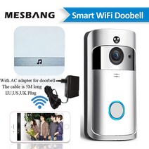 스마트 도어벨 초인종 비디오 감지기 wifi video doorbell 무선 smart door bell intercom camera battery power phone, 옵션 5, 우리 플러그