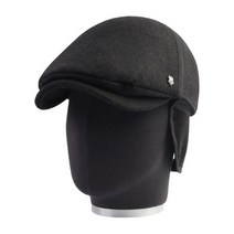 MQUM 겨울 따뜻한 방한 폴라폴리스 귀달이 울 윈저헌팅캡 귀덮개 모자튜브 케이스포장 헌팅캡, 블랙