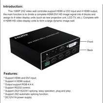 hdmi 케이블 모니터연결선 todvi dp선 모니터선 2.12x2 비디오 월 컨트롤러 TV 접합 상자 화면 결합 1x2 1, 02 With US Plug