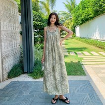 해변가휴양지신상여름원피스 초록색동남아여행드레스