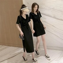 브이넥 가슴셔링 롱 미니 원피스 HH-B27