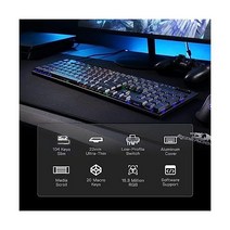 레드 ragon K619 Horus RGB 기계식 키보드 초박형 설계 유선 게임용 키보드낮은 프로필 키캡 포함 전용 미디어 컨트롤 및 택타일 브라운 스위치 프로 소프트웨어 지원, K619 Wired, Brown Switch