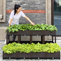 플랜트 박스 베란다 텃밭 화분 집에서 상추 키우기 마이 상자 배란다 직사각 옥상 미니텃밭, (2단 x 3칸)120x40x38cm