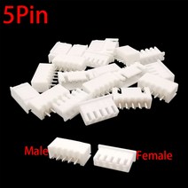 커넥터 100pcs jst xh2.54 2345 핀 터미널 플라스틱 쉘 남성 플러그 + 여성 소켓 와이어 xh 2.54 2p 3p 4p 5p, 5핀, 100개 남성
