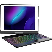 뉴아이패드 2018용 MMK 아이패드 키보드 케이스 9.7 (6세대) - 프로 2017 (5세대) 에어2 에어 -탈부착형 무선 블루투스 마그네틱 오토 슬립 웨이크 (Black1), Black1