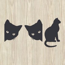 오피스왕국 고양이 cat4 그래픽 스티커 동물스티커, 다크그레이