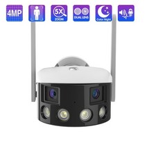 쇼뱅 야간 감시장비Techage-HD 4MP WIFI 카메라 5X 줌 무선 듀얼 렌즈 야외 180 ° 광각 인간 감지 IP 카메, 02 4MP Camera 32G_04 영국 플러그, 1개