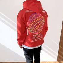 빠델 남자 레인보우 프린팅 오버핏 후드티셔츠