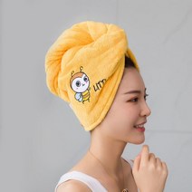 여자 여자 타월 욕실 마이크로 화이버 타올 급속 건조 헤어 타올 매직 샤워 캡 레이디 터번 헤드 랩, 노란 벌