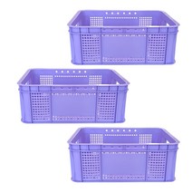뉴플라스틱 운반상자 6호 운반 수납 플라스틱 바구니 사각 농수산물 3개묶음, 운반6호_퍼플(3개묶음)