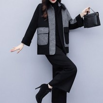 홍공장 여성 모직 체크 자켓 투피스 세트 S~3XL