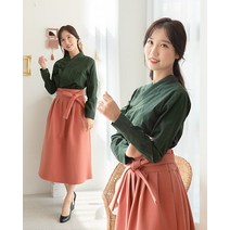 사계절 우솔 카키체크 긴팔저고리 생활한복