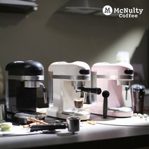 [맥널티] 2in1 반자동 커피머신(MCM3101)(본품+샷잔2+밀크피쳐), 색상:아이보리, 색상:아이보리