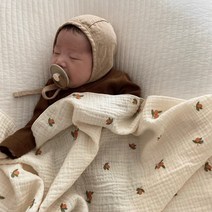 블랭킷 담요 신생아 유아 사계절 면 아기담요 유모차이불, 도트블랙